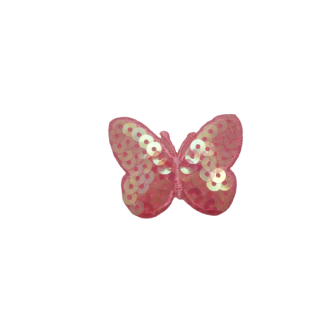 Borboleta Brilhante Rosa (Lantejoulas) - Aplicação Termocolante