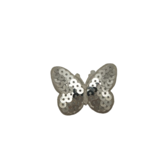 Borboleta Brilhante Prateada (Lantejoulas) - Aplicação Termocolante
