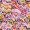 Tecido 3D Floral com Pérolas em Rosa