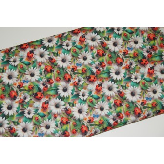 Tecido das Joaninhas com Flores