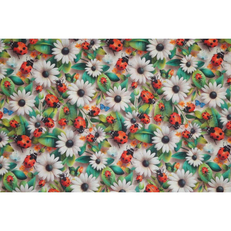 Tecido das Joaninhas com Flores