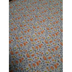   
                                    Tecido com Flores "Laranja"
                              